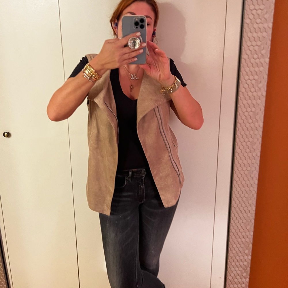 Faux suede moto vest in EUC